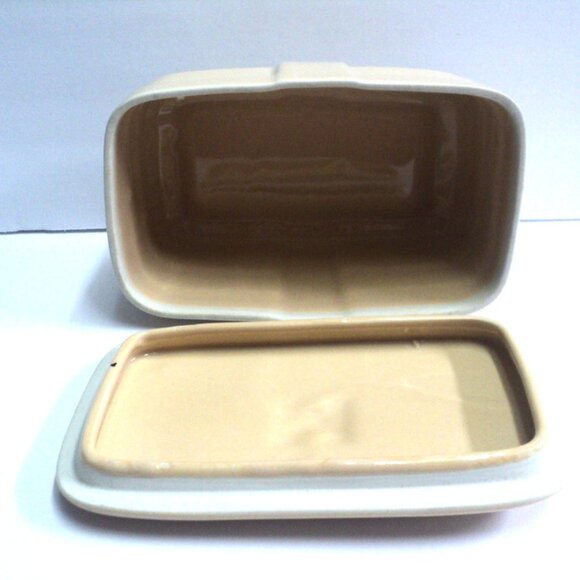 Hall China Co. for Hotpoint Refrigerators Vtg 1940 Loaf Dish w/ Lid Ceramic Gold - Picture 7 of 10